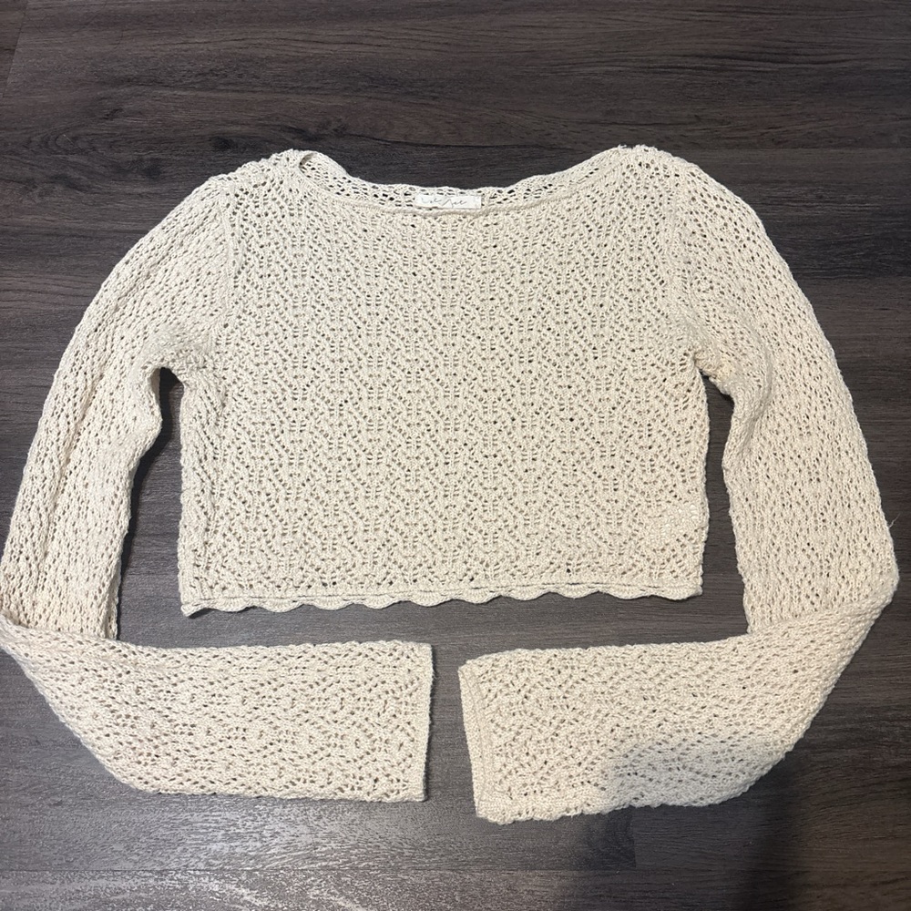 Elegant Cream Crochet Women's Top